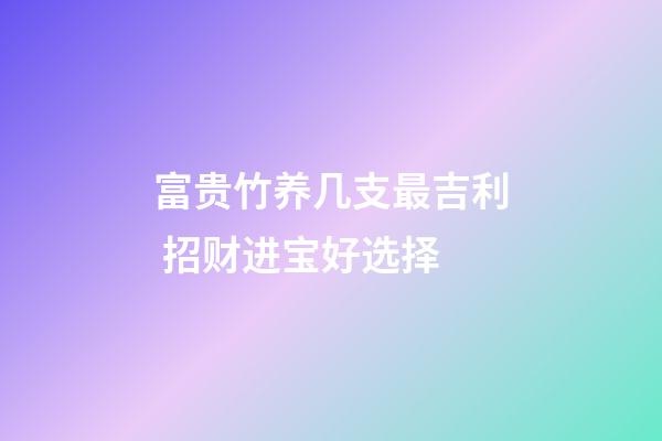 富贵竹养几支最吉利 招财进宝好选择